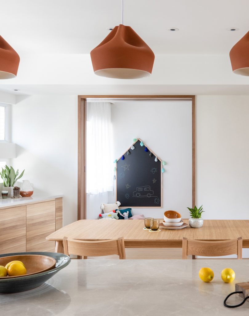 open kitchen area overlooking nursery area