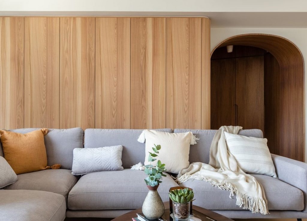 living area with large storage space